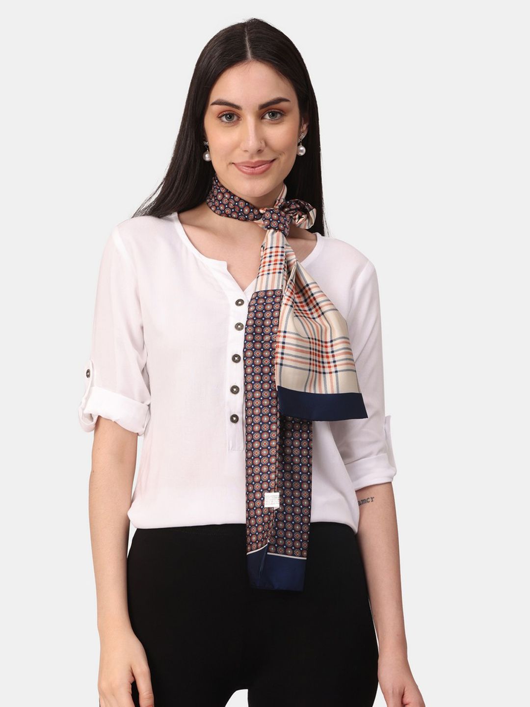 NOTEQUAL Women Multicoloured Printed Scarf Price in India