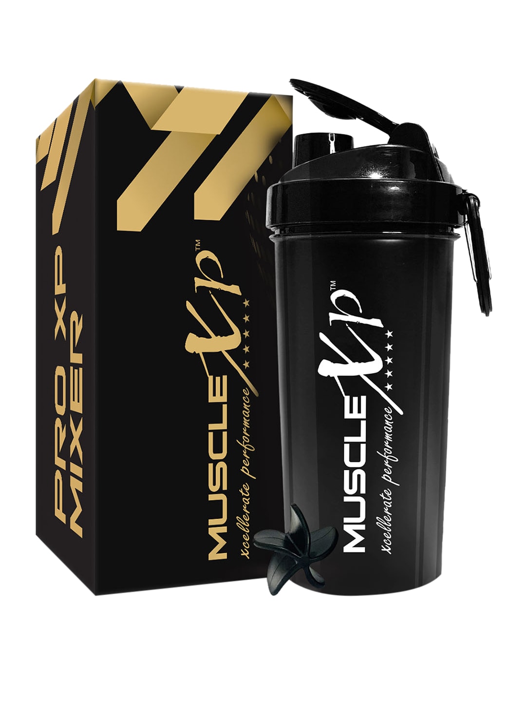 MUSCLEXP Black Printed Gym Shaker PRO XP Mixer Leakproof 700 ml Price in India