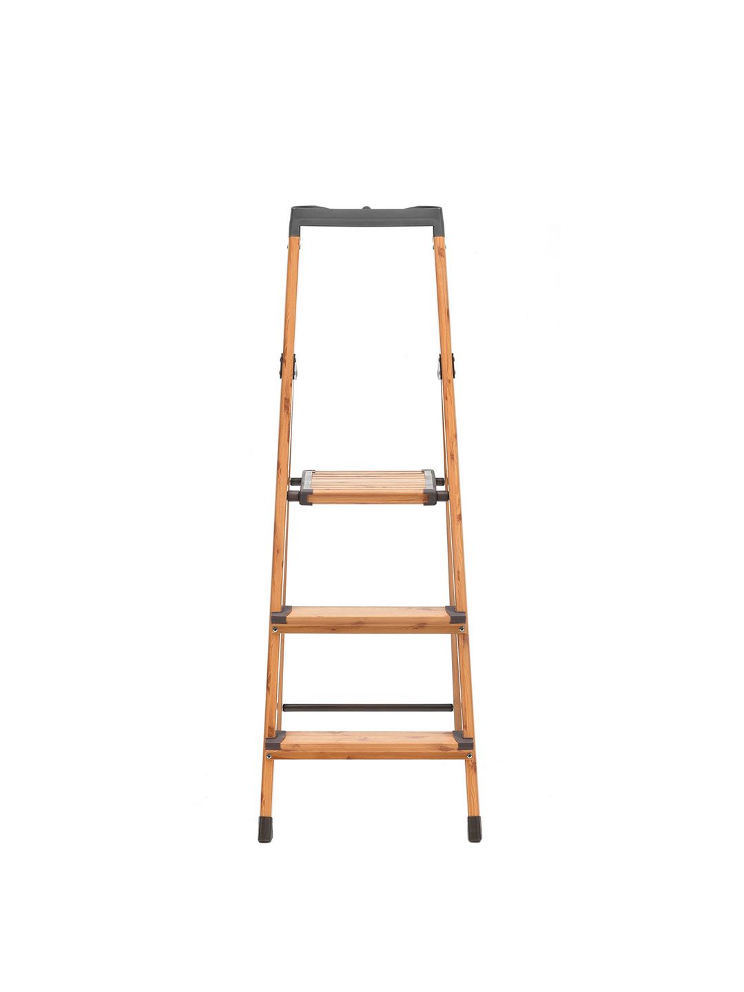 Athome by Nilkamal Brown 3 Steps Aluminum Step Ladder With Wooden Finish Price in India