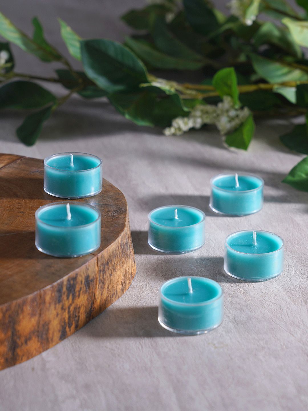 Pure Home and Living Set Of 4 Blue Solid Summar T-Light Candles Price in India