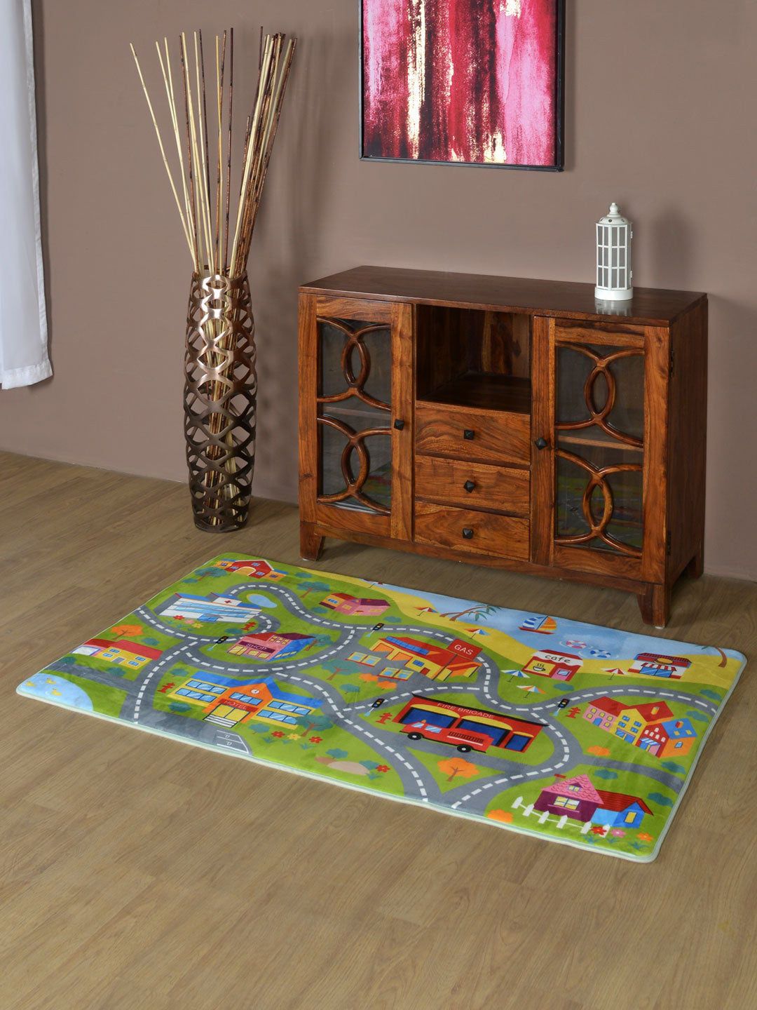 Athome by Nilkamal Green Printed Kids Carpets Price in India