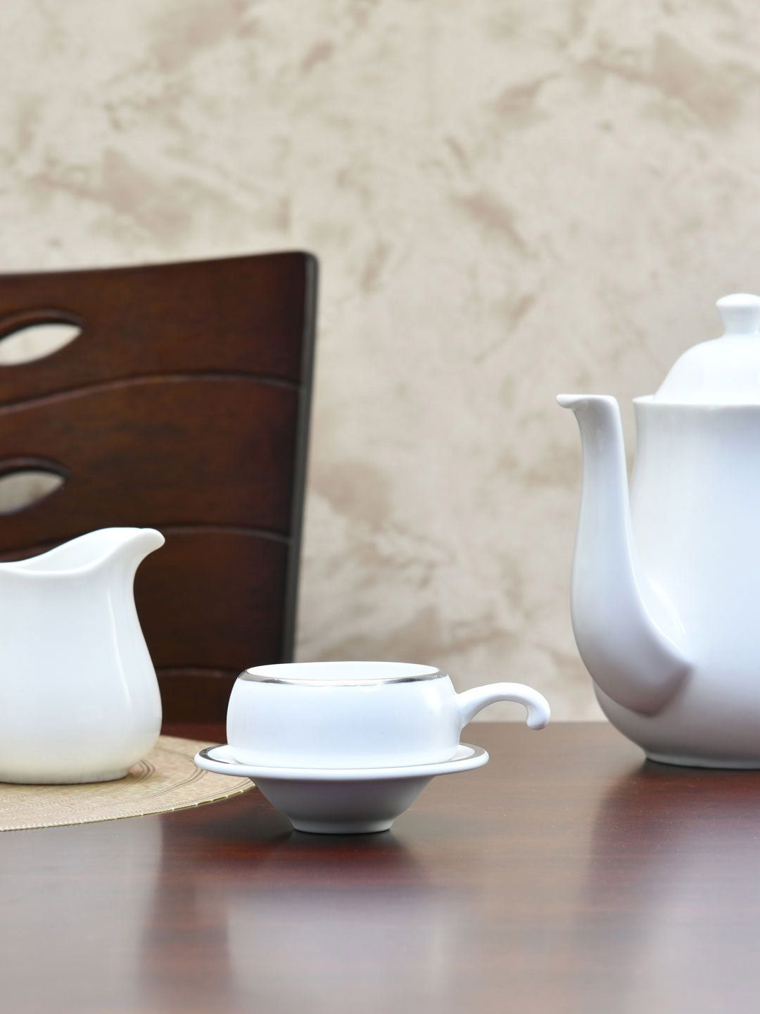 Athome by Nilkamal White Solid Ceramic Matte Cups Set of Cups and Mugs Price in India