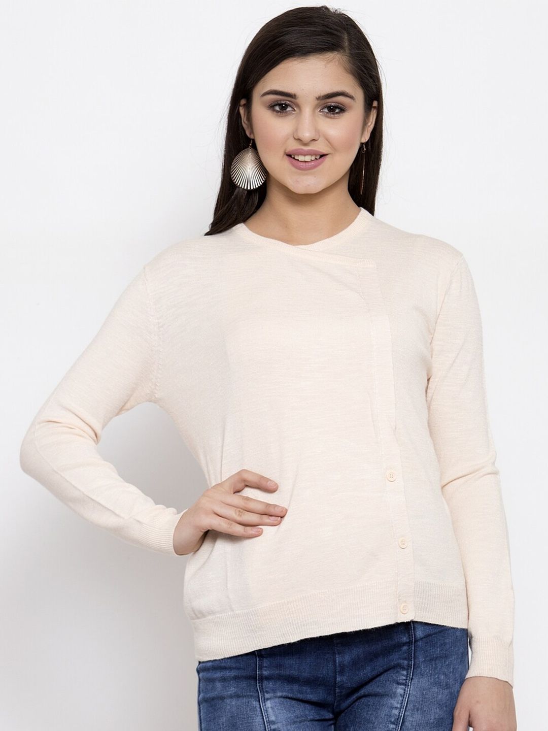 KLOTTHE Women Peach-Coloured Pullover Price in India