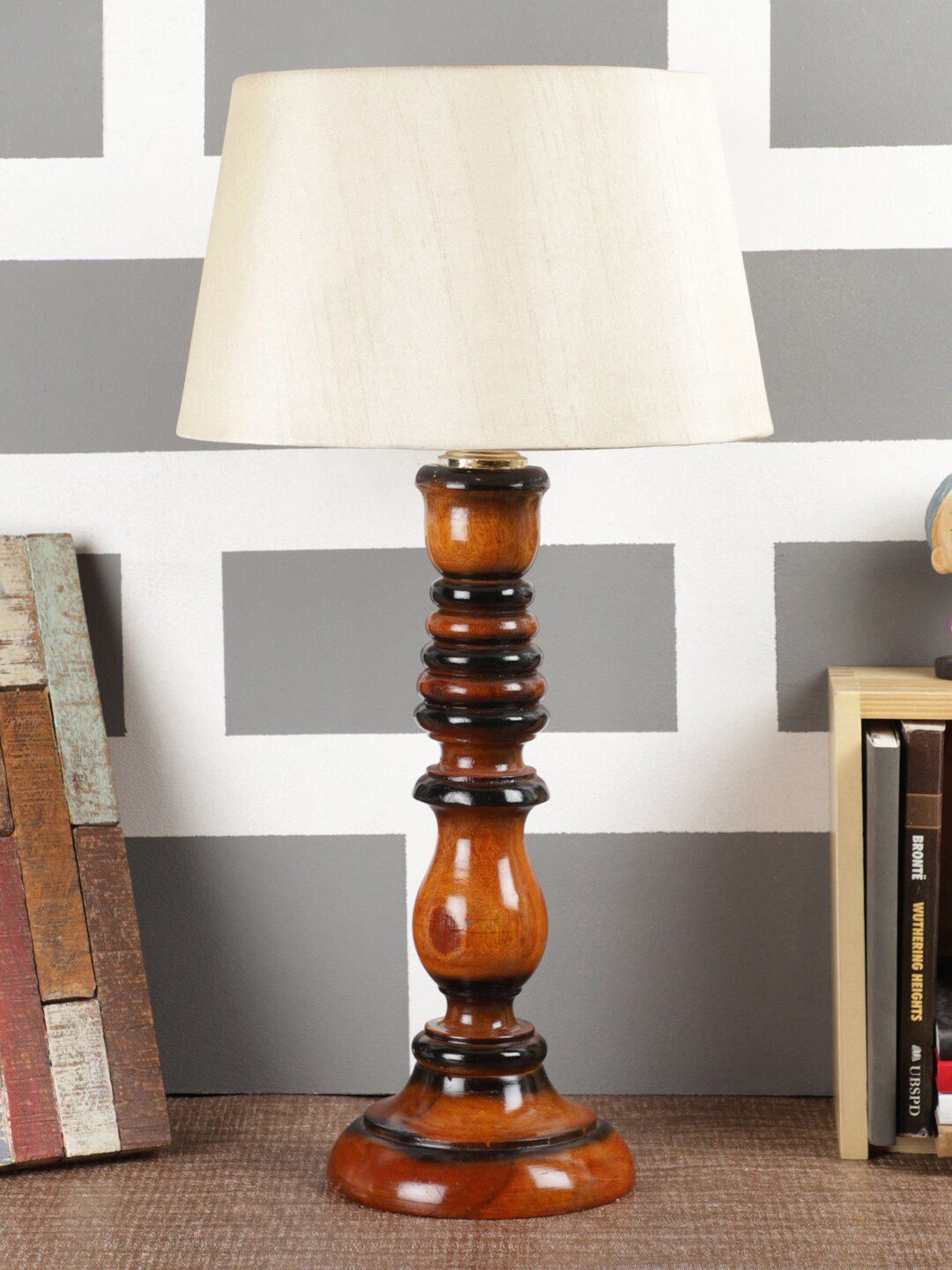 foziq Brown Table Lamp With Shades Price in India