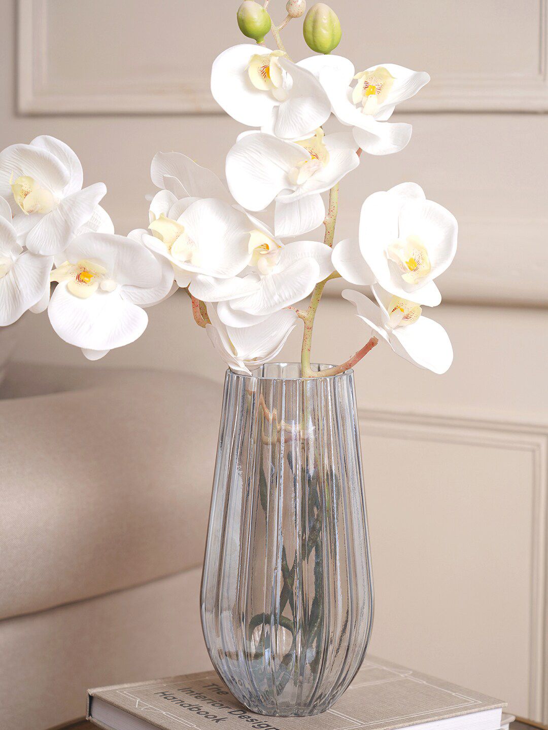 Pure Home and Living Grey Solid Glass Lustre Vase Price in India