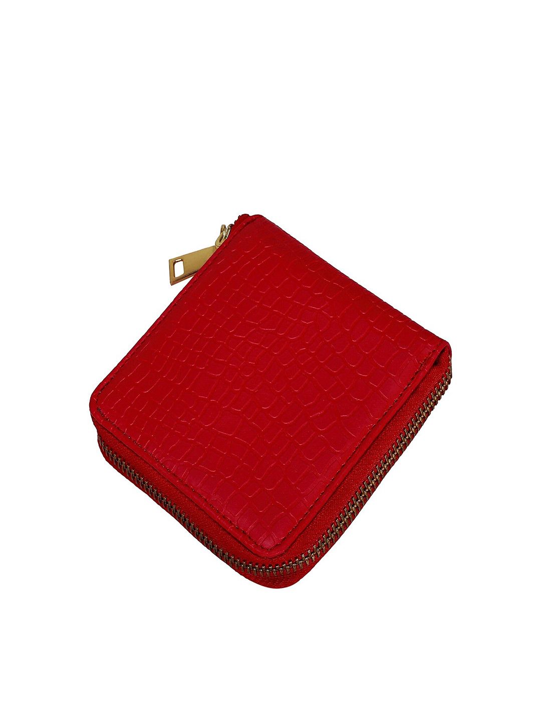 KLEIO Women Red Textured PU Zip Around Wallet Price in India