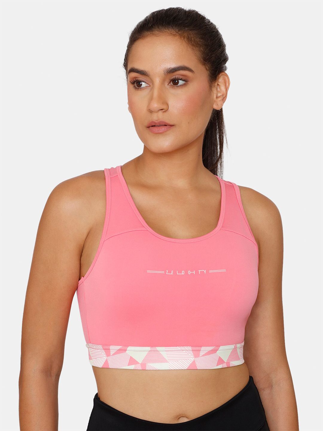 Zelocity by Zivame Pink Solid Workout Bra Price in India