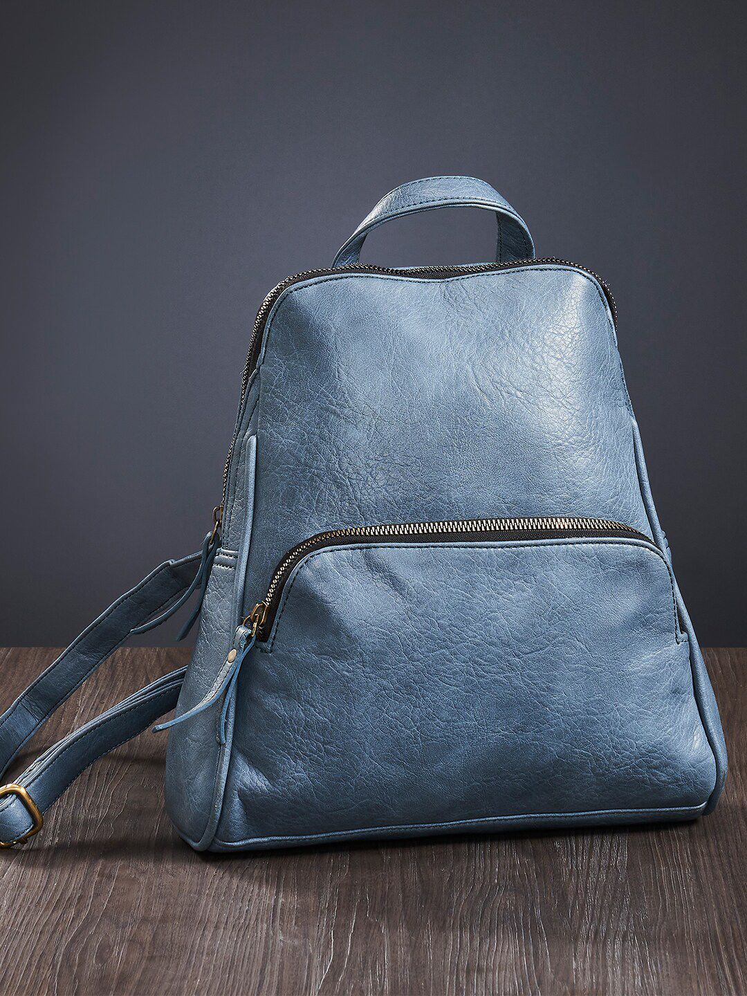 Mona B Women Blue Solid Backpack Price in India
