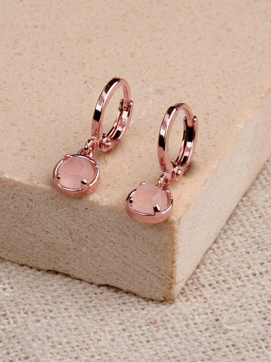 Accessorize Gold-Plated Pink Quartz Hoop Earrings Price in India