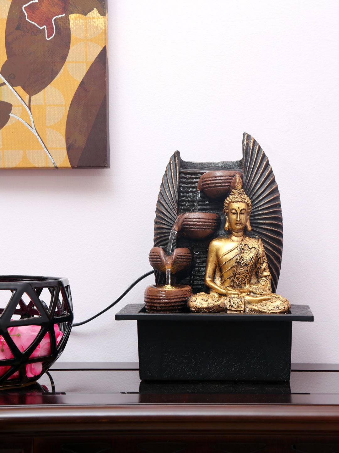 Athome by Nilkamal  Gold-Toned & Brown  Polyresin Buddha Fountains Price in India