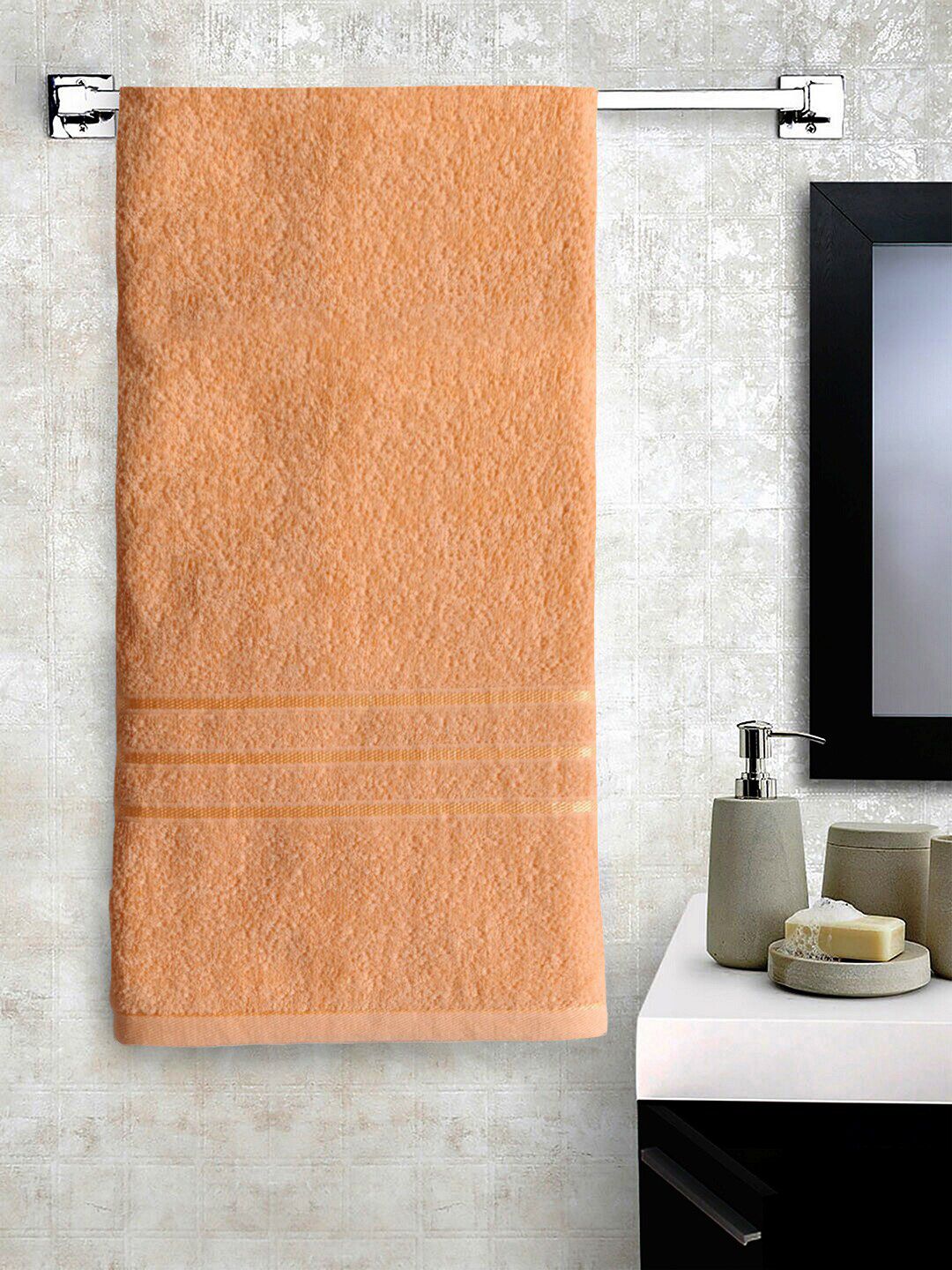 Lushomes Orange Solid 400 GSM Bath Towel Price in India