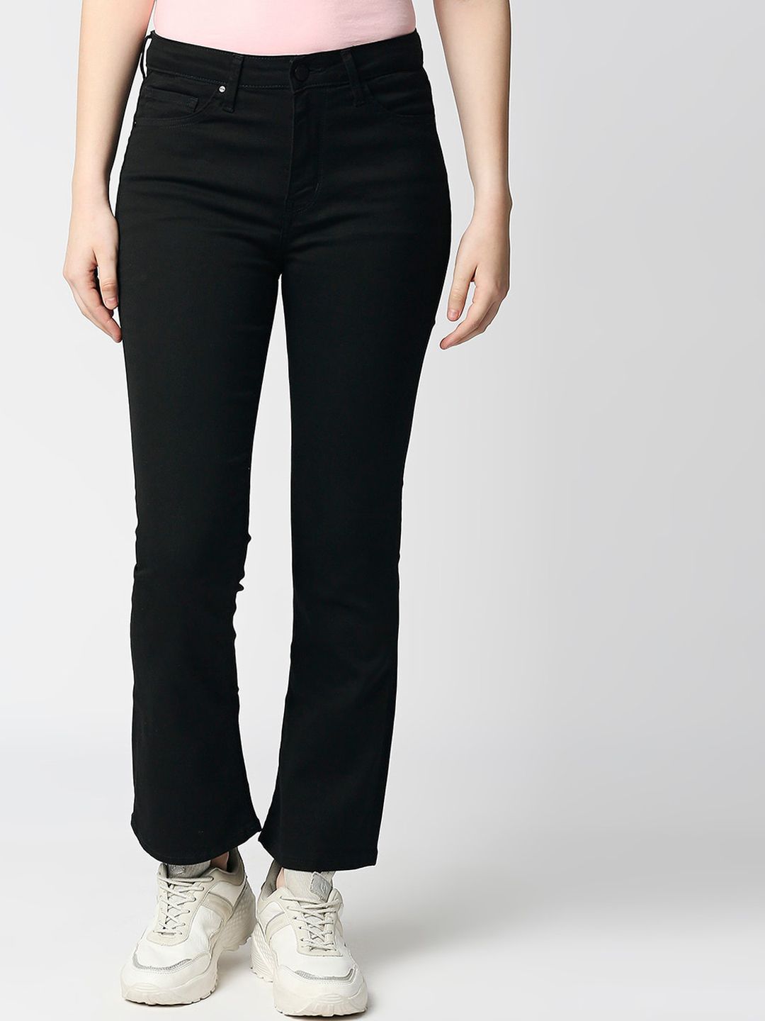 SPYKAR Women Black Flared High-Rise Jeans Price in India