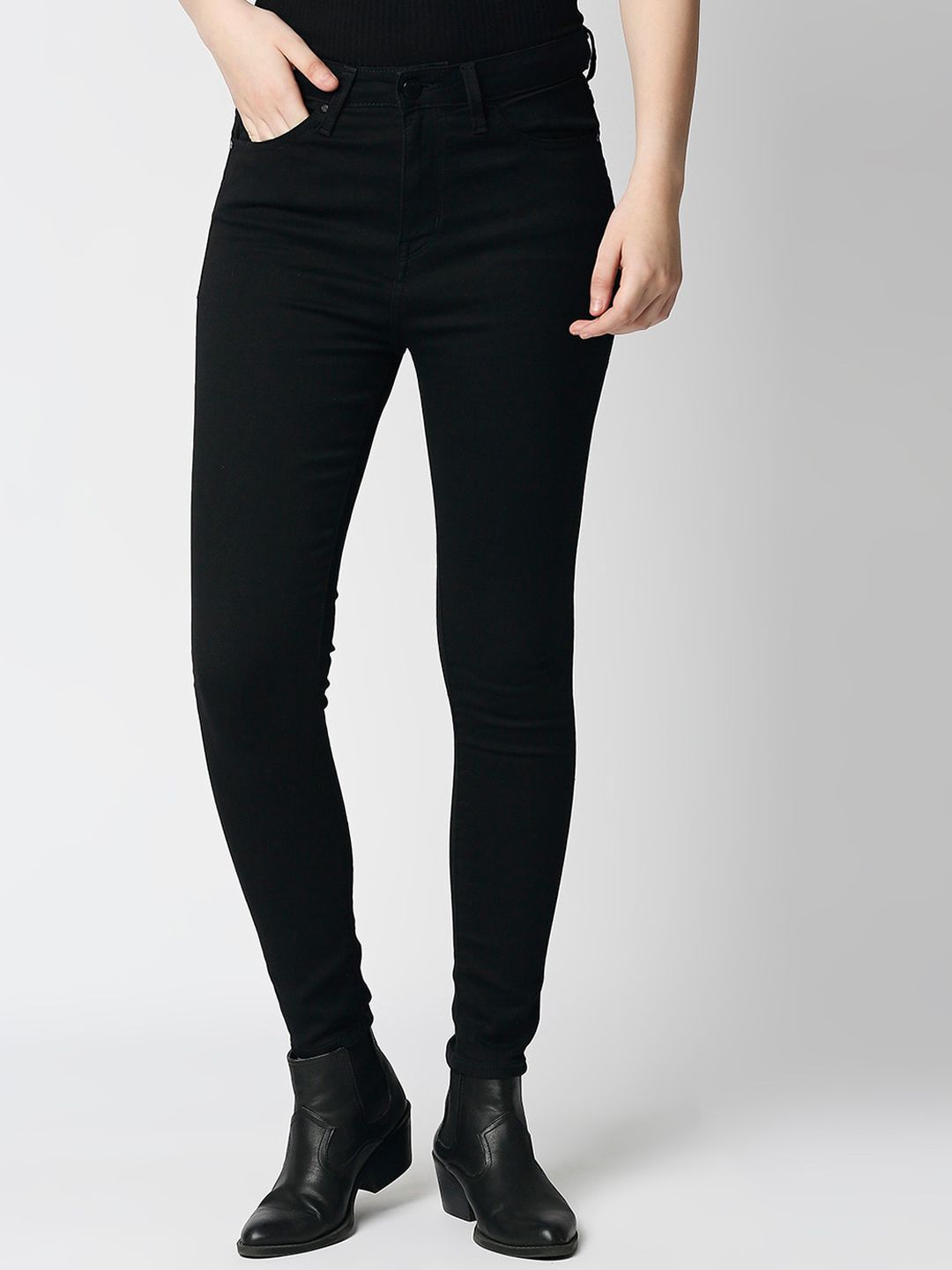 SPYKAR Women Black Super Skinny Fit High-Rise Jeans Price in India