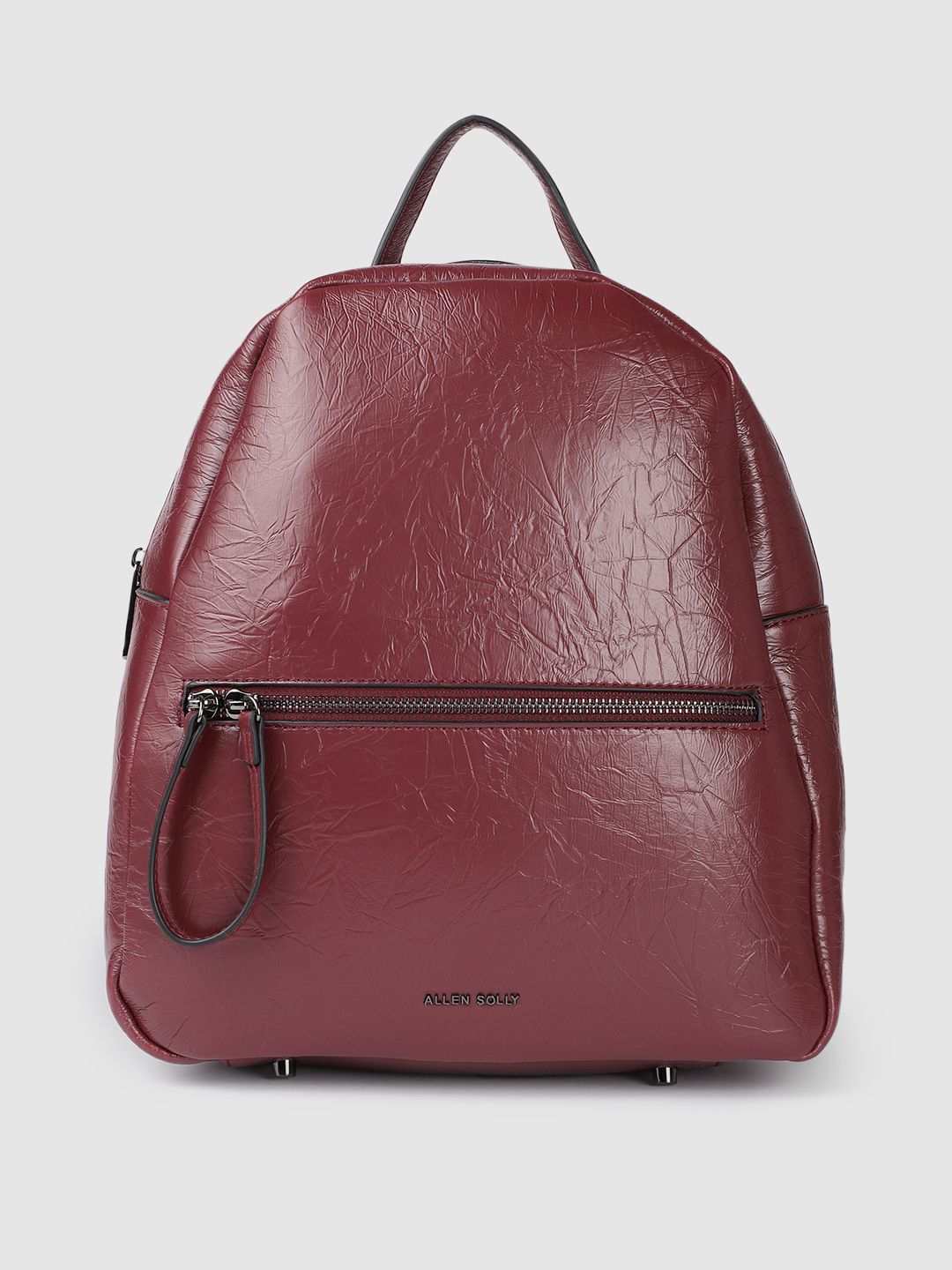 Allen Solly Women Burgundy Textured Backpack Price in India