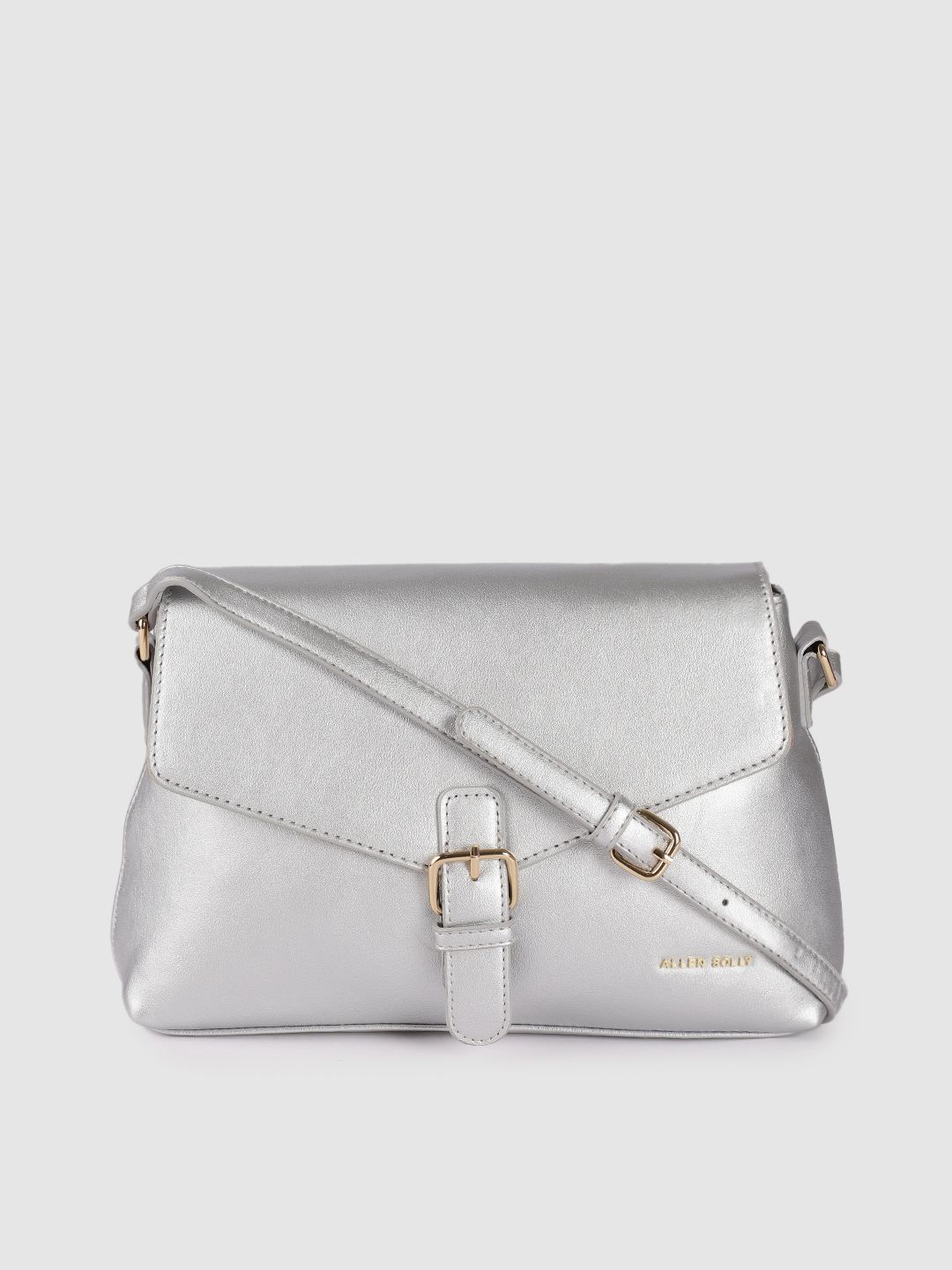 Allen Solly Silver-Toned Solid Structured Sling Bag Price in India