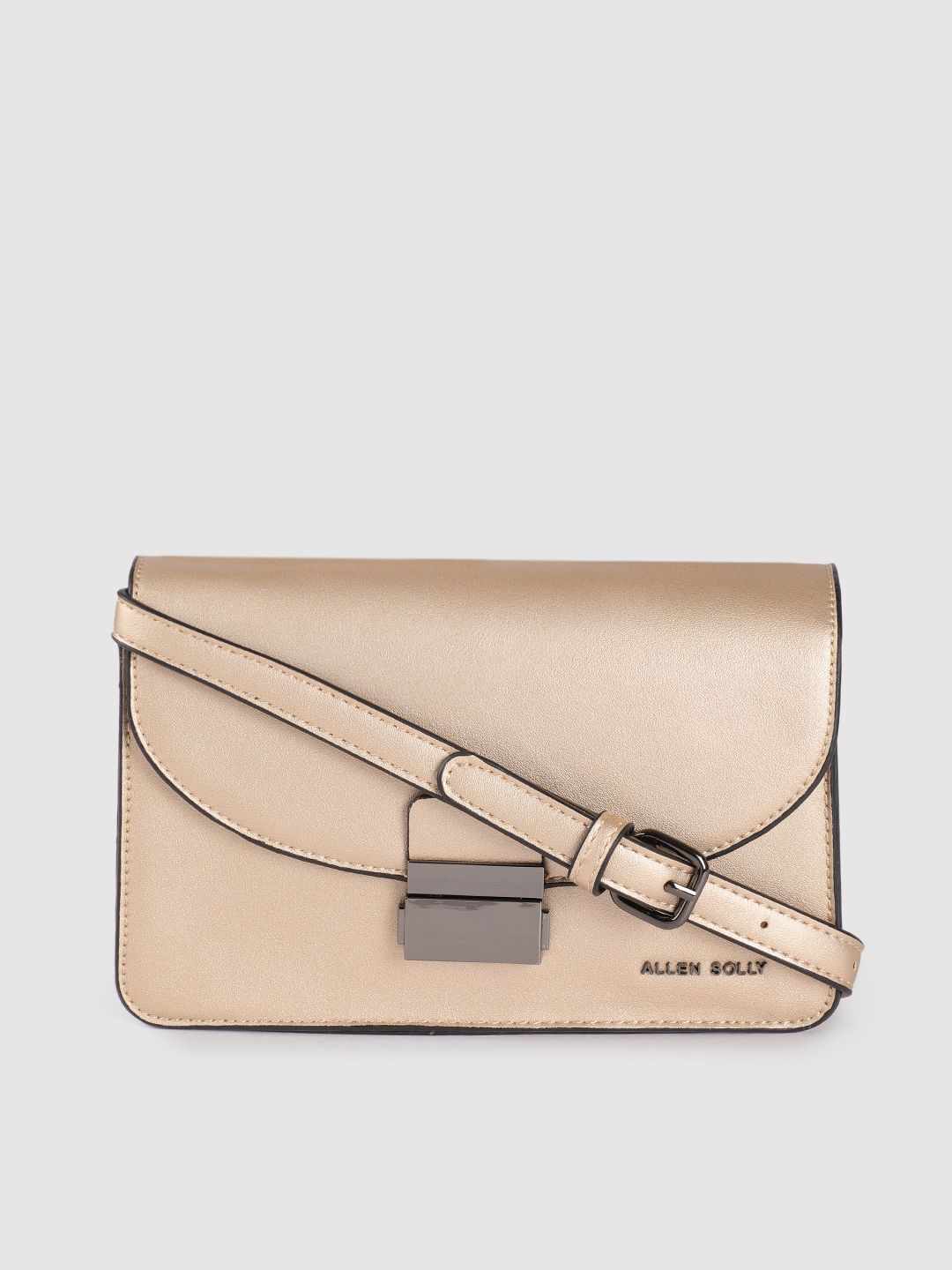 Allen Solly Rose Gold PU Structured Sling Bag Price in India