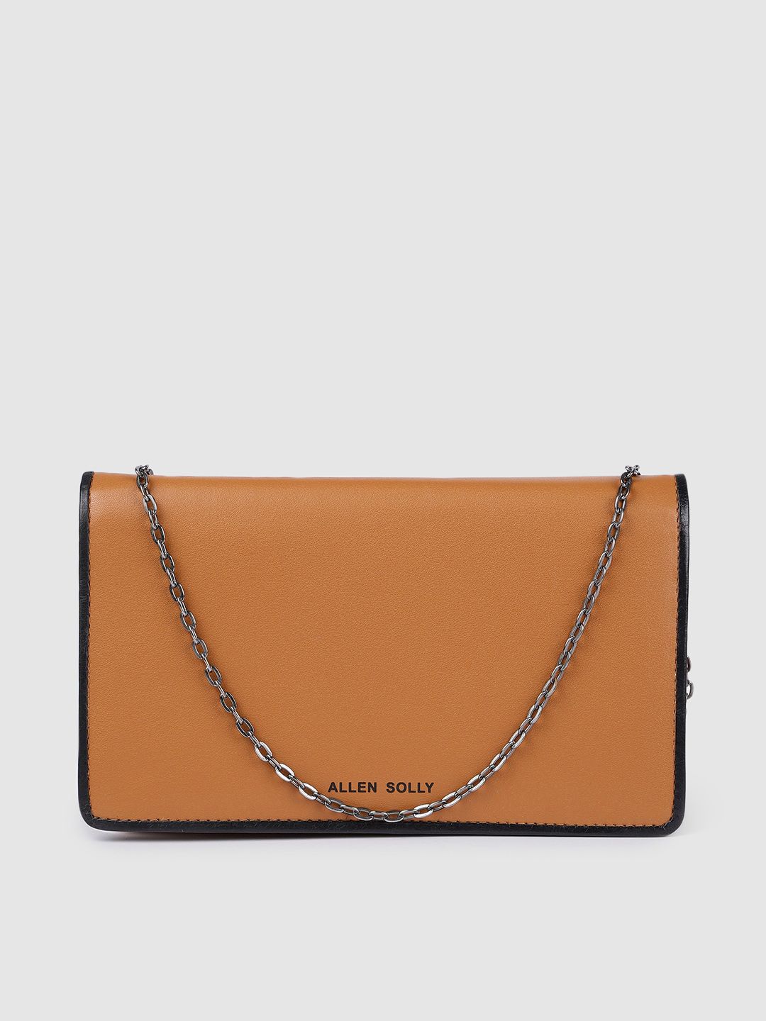 Allen Solly Tan Brown Solid Structured Sling Bag Price in India