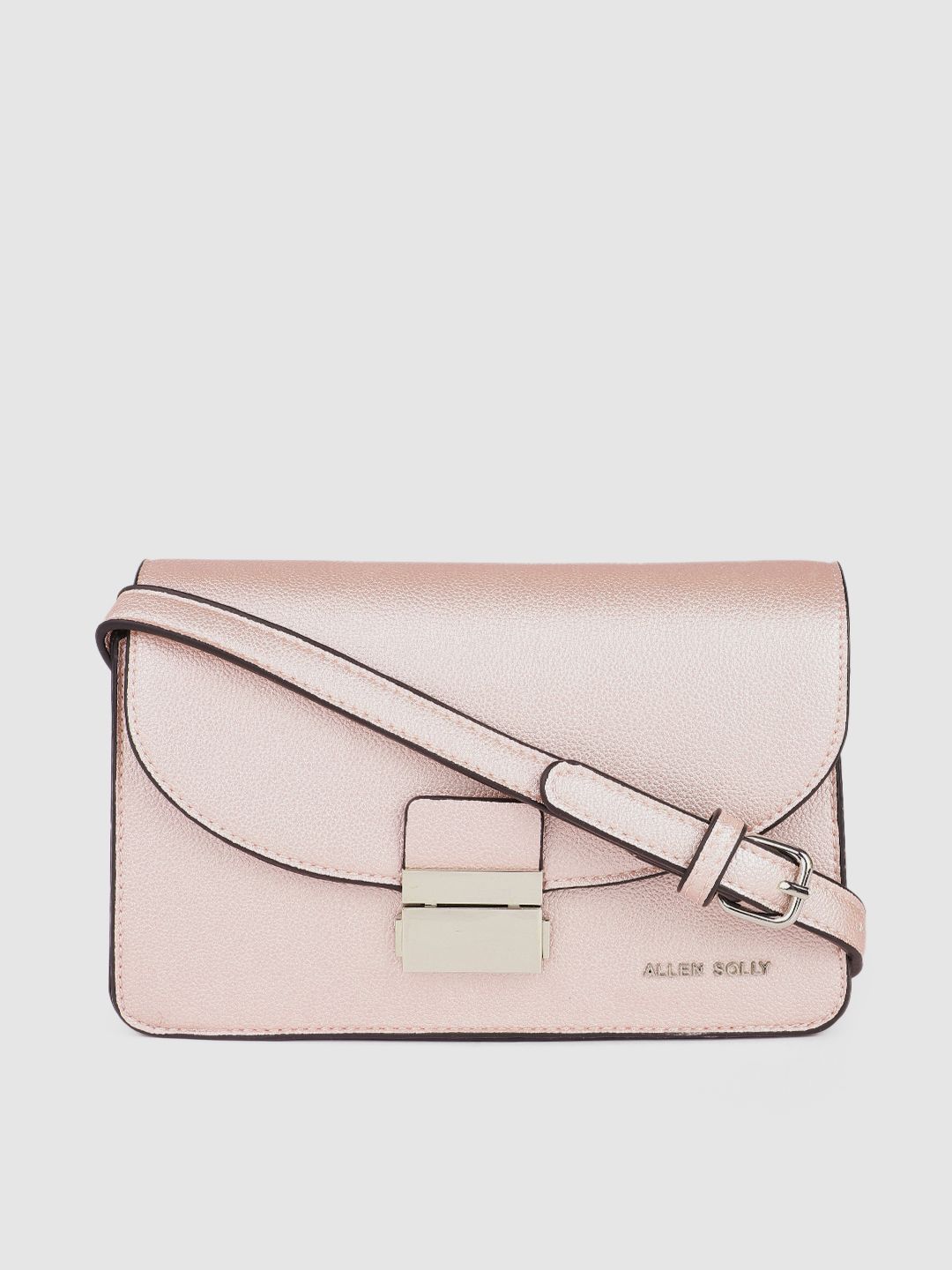Allen Solly Metallic Pink-Toned PU Structured Sling Bag Price in India