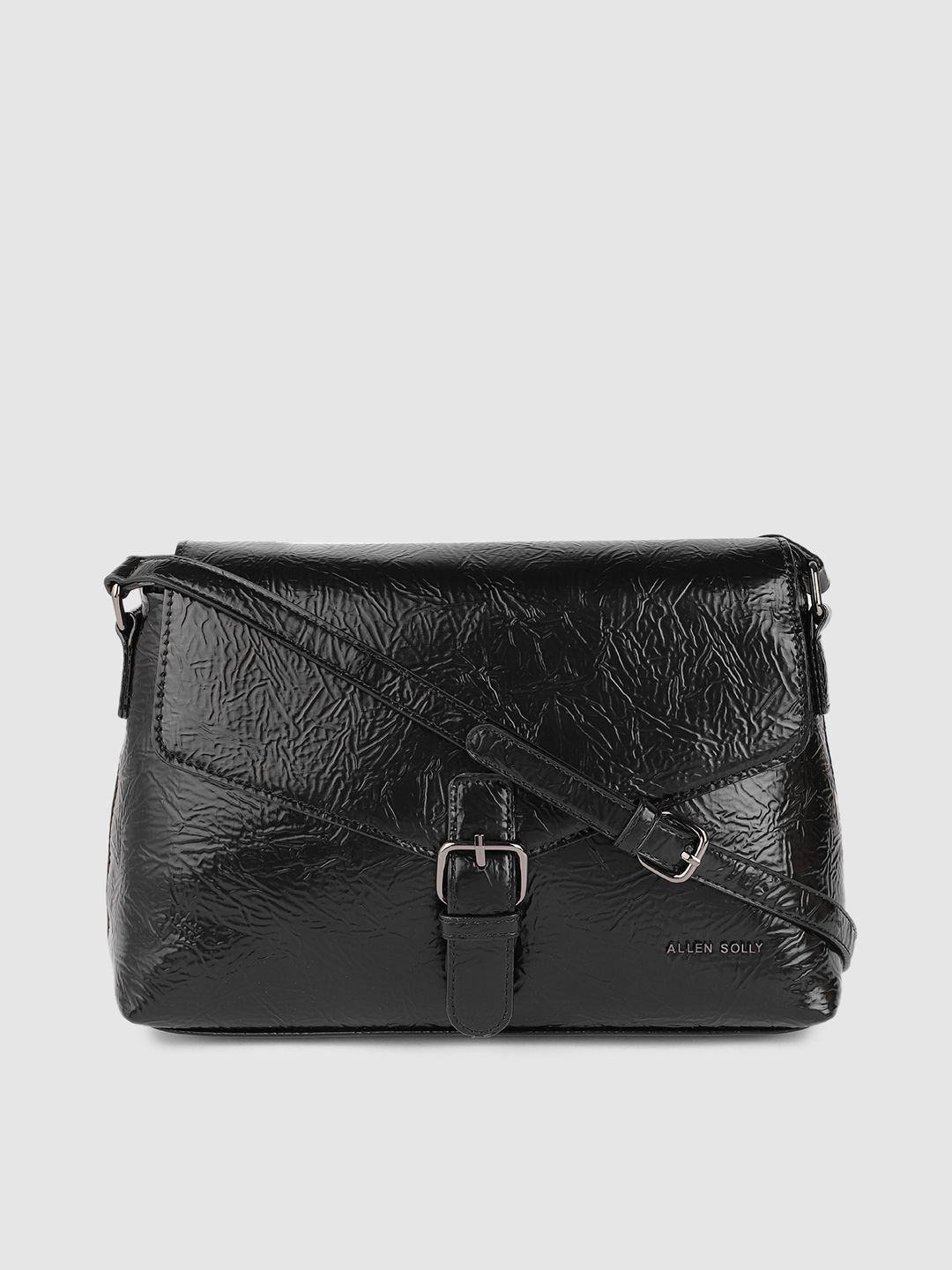 Allen Solly Black Textured PU Structured Sling Bag Price in India