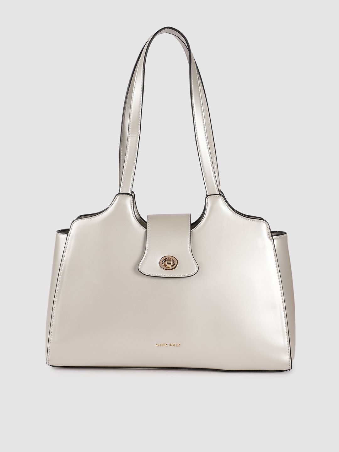 Allen Solly Silver-Toned PU Structured Shoulder Bag Price in India