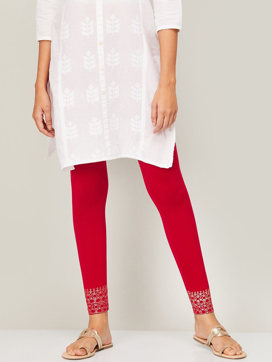 Melange by Lifestyle Women Fuchsia Pink Printed Ankle-Length Leggings Price in India
