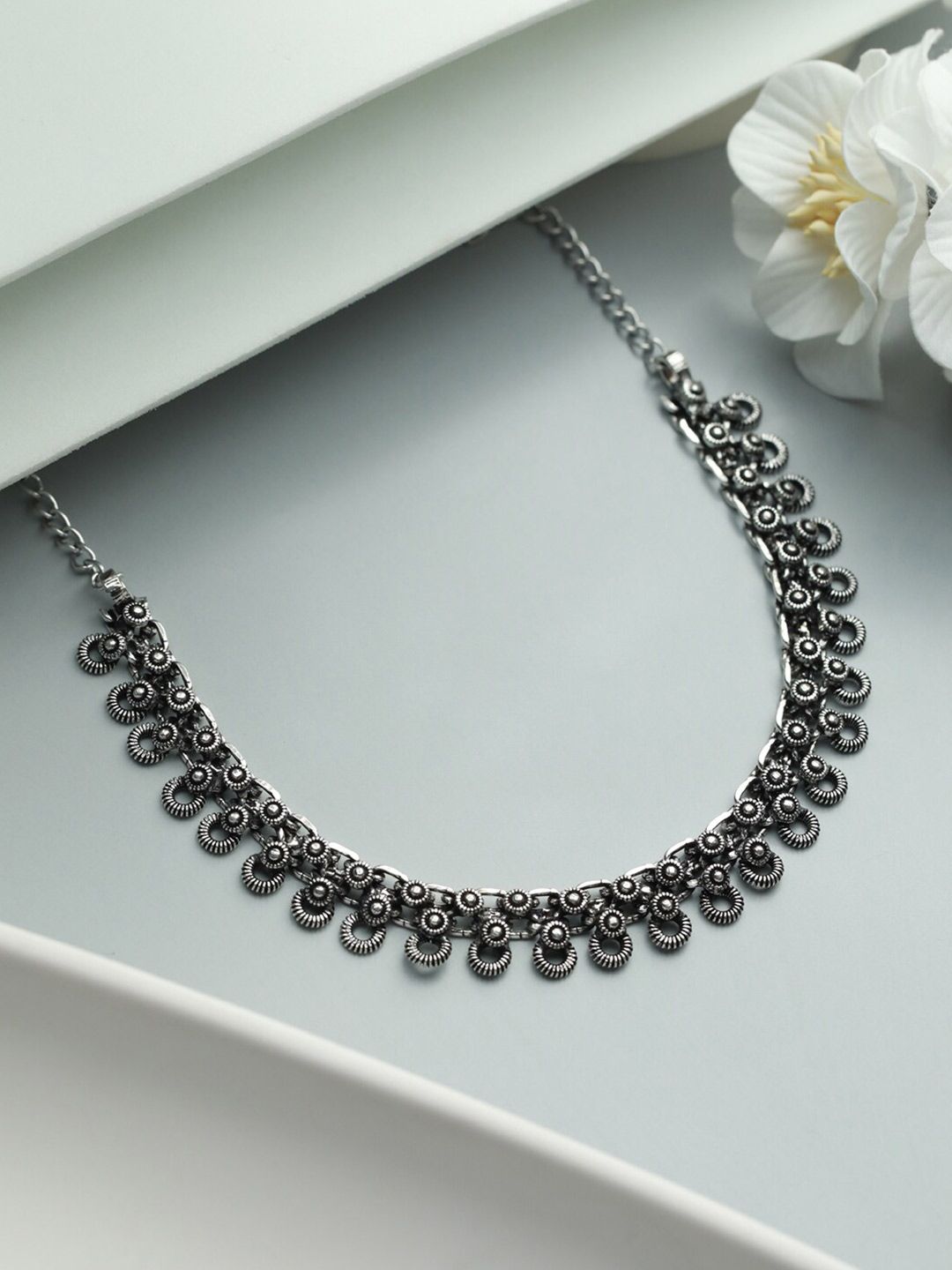 Priyaasi German Silver Silver-Plated Oxidised Necklace Price in India