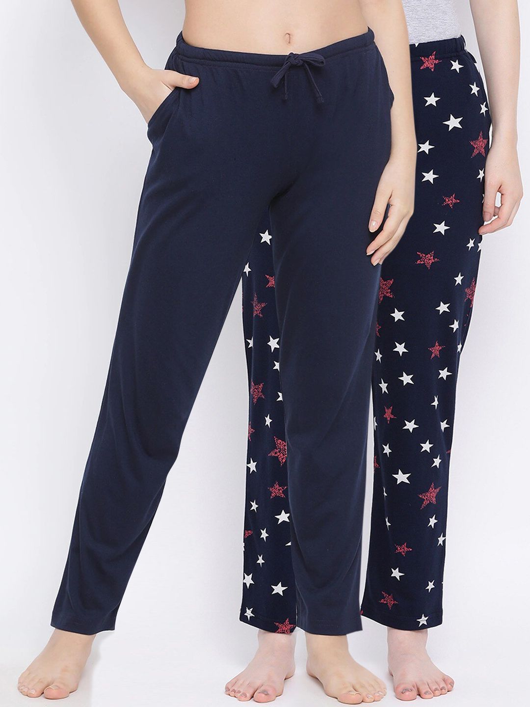 Kanvin Women Pack of 2 Navy Blue Printed Cotton  Lounge Pants Price in India