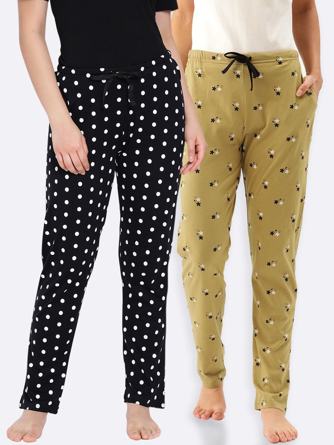 Kanvin Women Pack of 2 Printed Cotton Lounge Pants Price in India