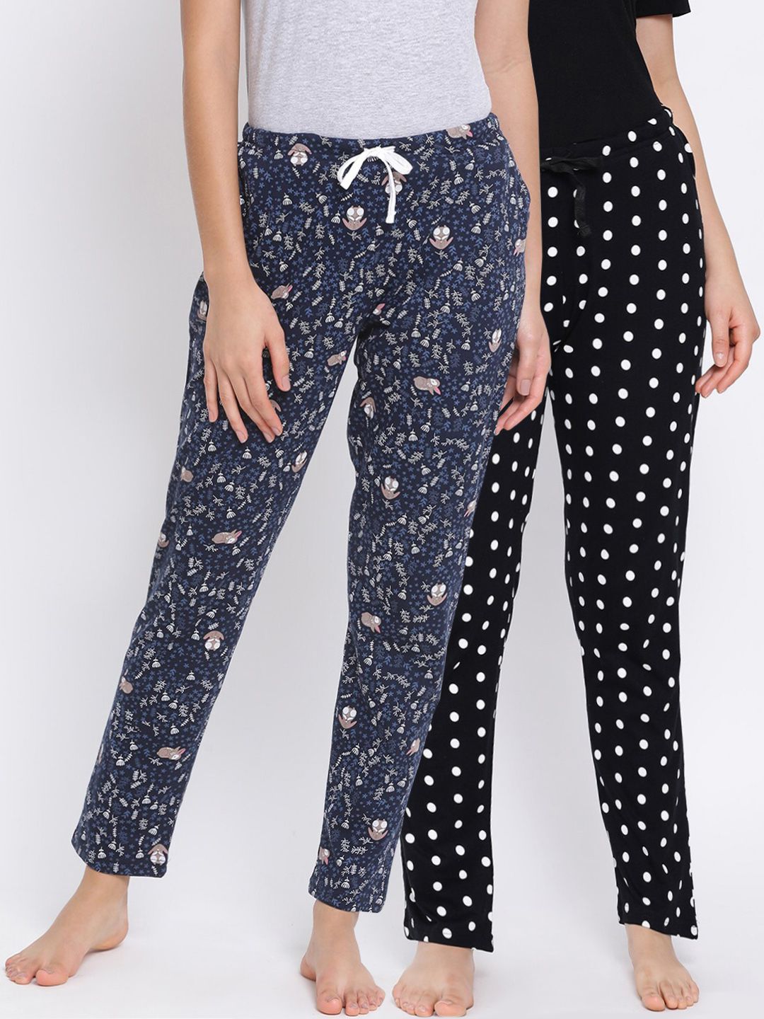 Kanvin Women Pack Of 2 Printed Pure Cotton Lounge Pants Price in India