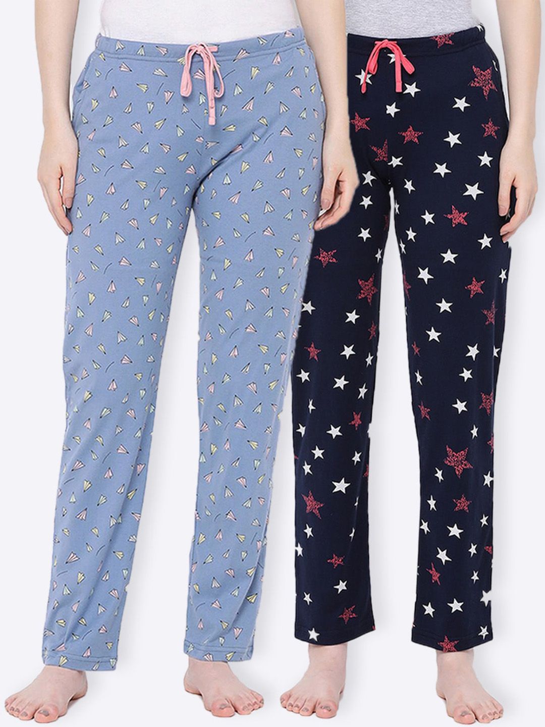 Kanvin Women Pack Of 2 Printed Cotton Lounge Pants Price in India