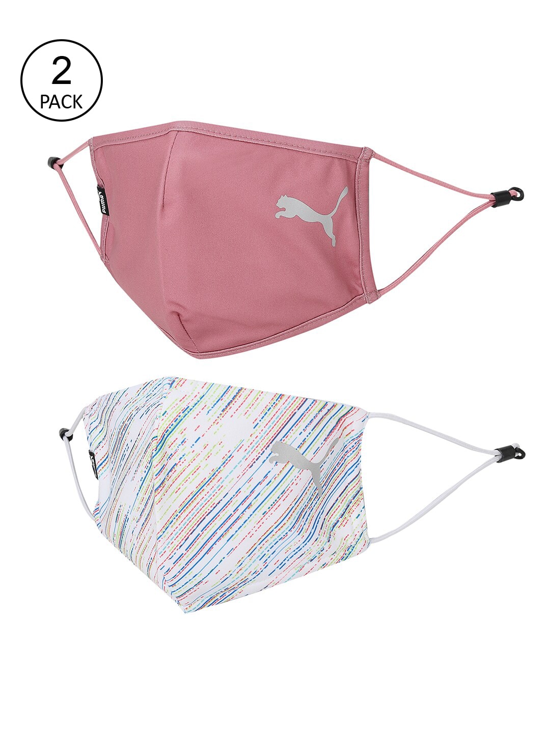 Puma Pack of 2 White & Pink Face Mask Price in India