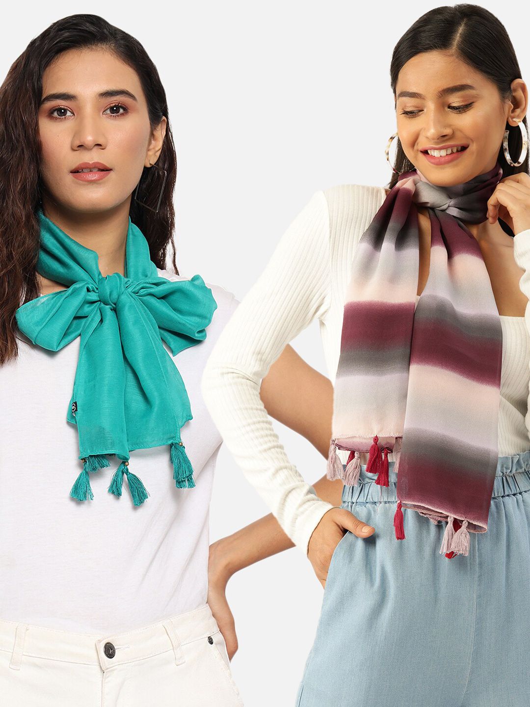 Trend Arrest Women Set of 2 Scarves Price in India