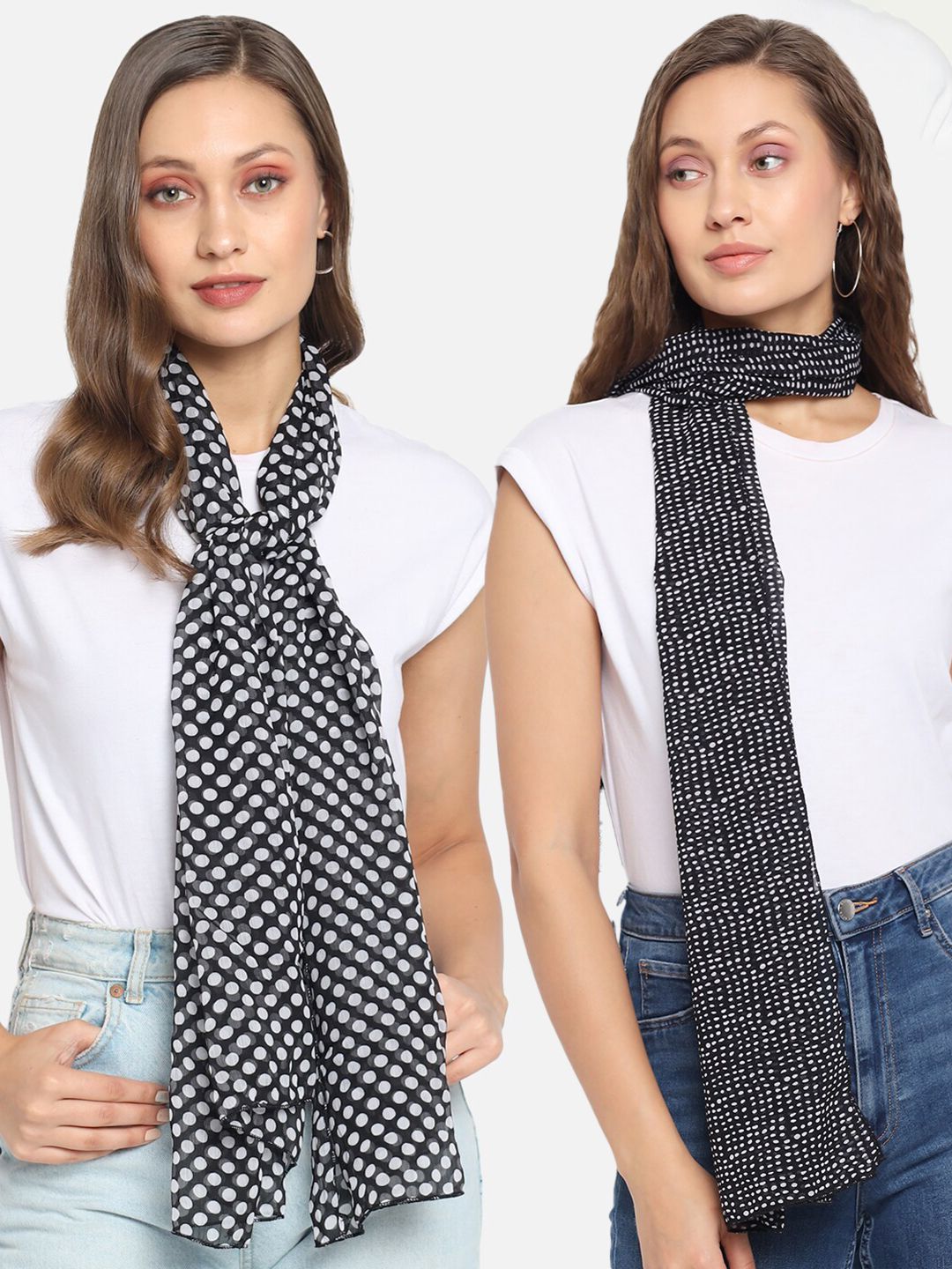 Trend Arrest Women Blue & White Printed Scarf Price in India