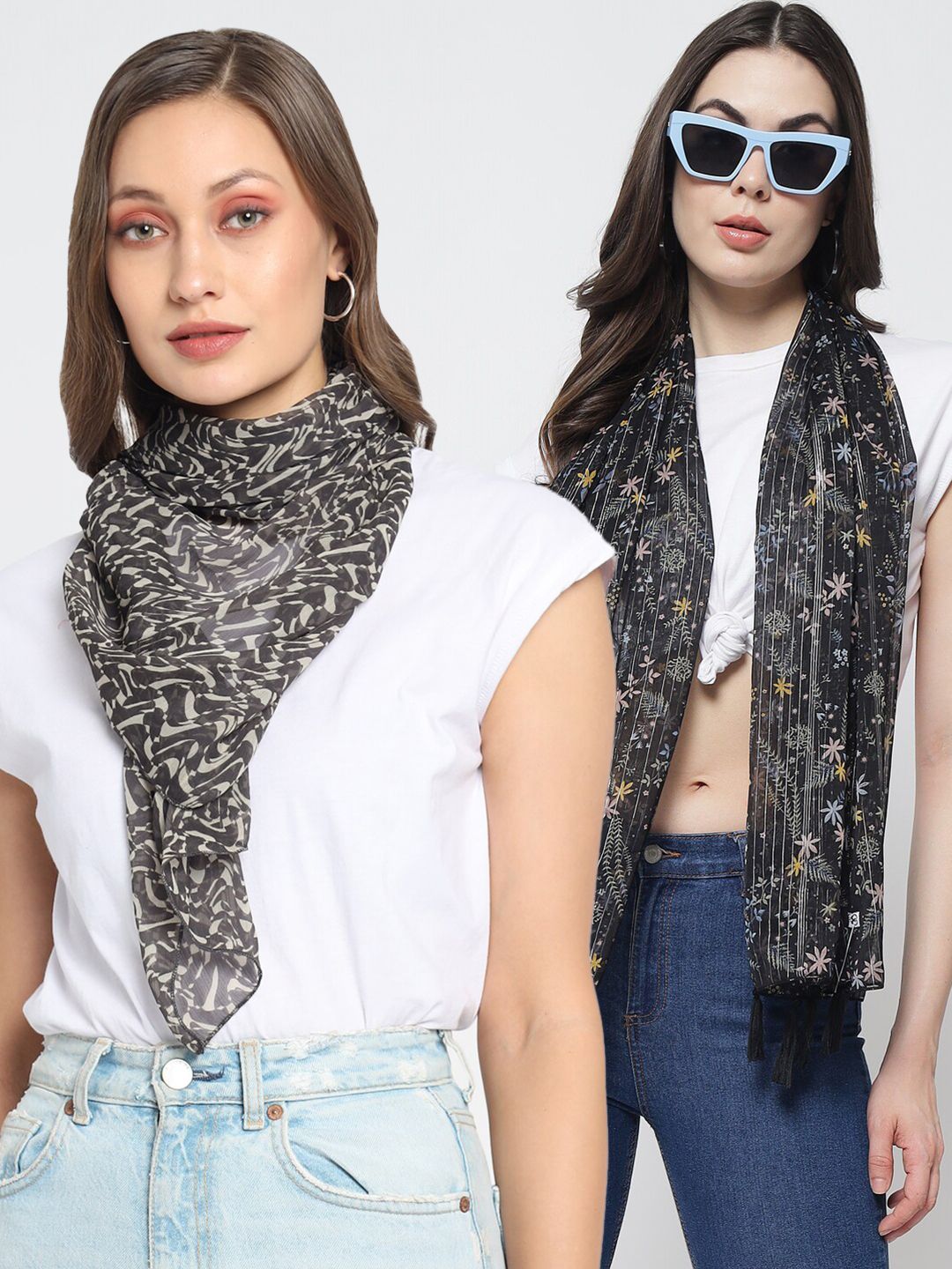 Trend Arrest Women Pack of 2 Printed Scarves Price in India