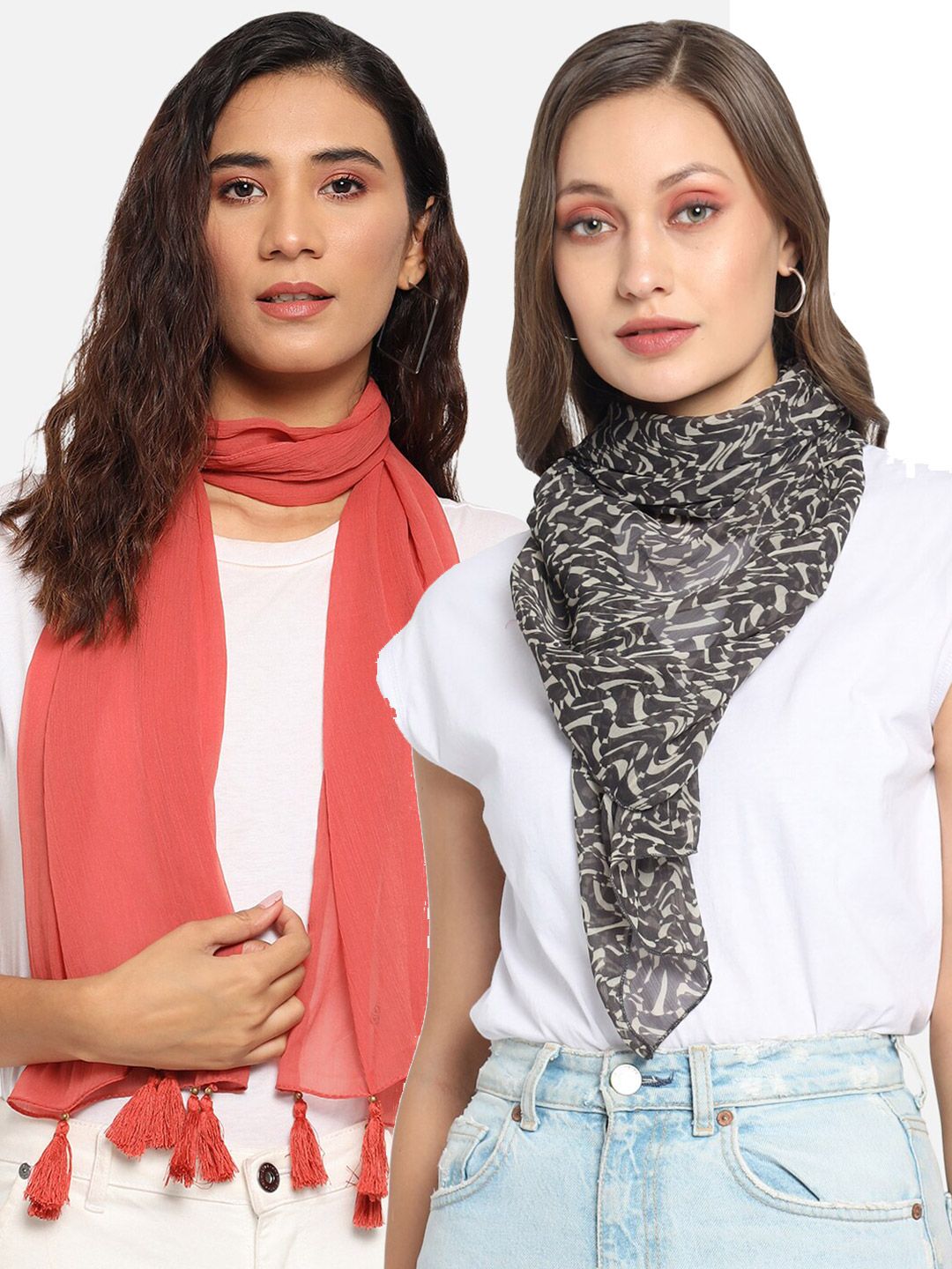 Trend Arrest Women Pack of 2 Printed Scarves Price in India