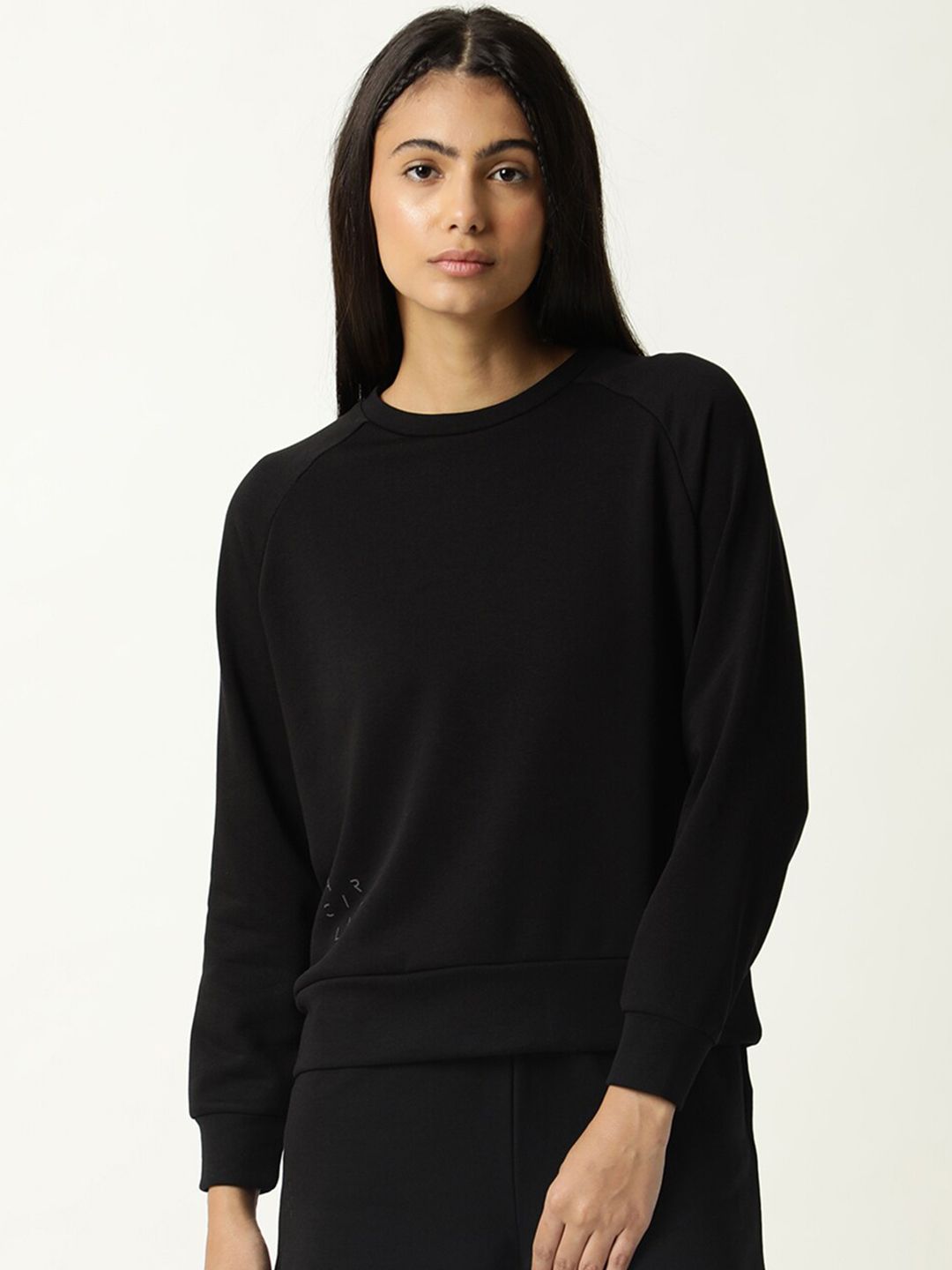 ARTICALE Women Black Solid Cotton Sweatshirt Price in India