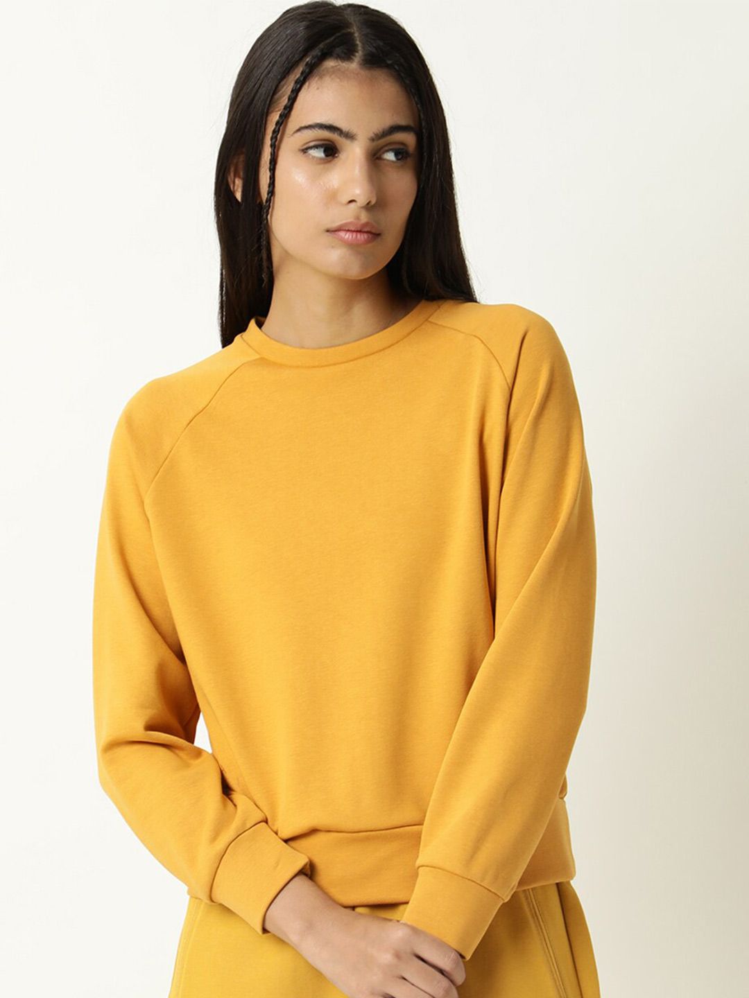 ARTICALE Women Mustard Yellow Cotton Sweatshirt Price in India