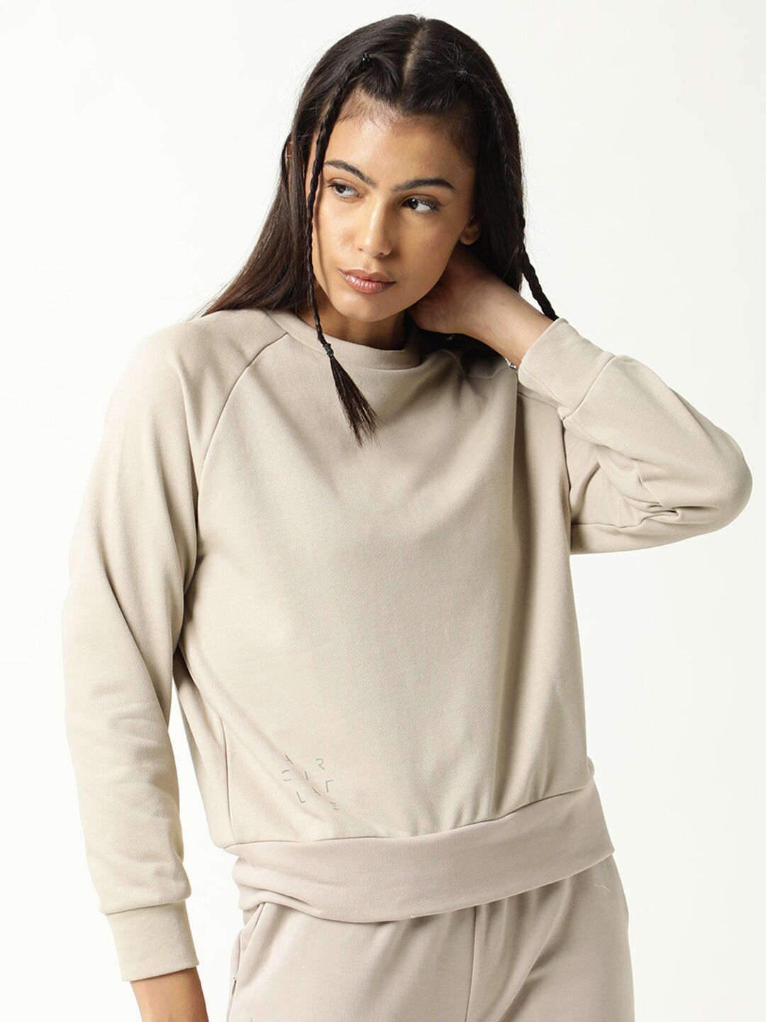 ARTICALE Women Beige Solid Cotton Sweatshirt Price in India