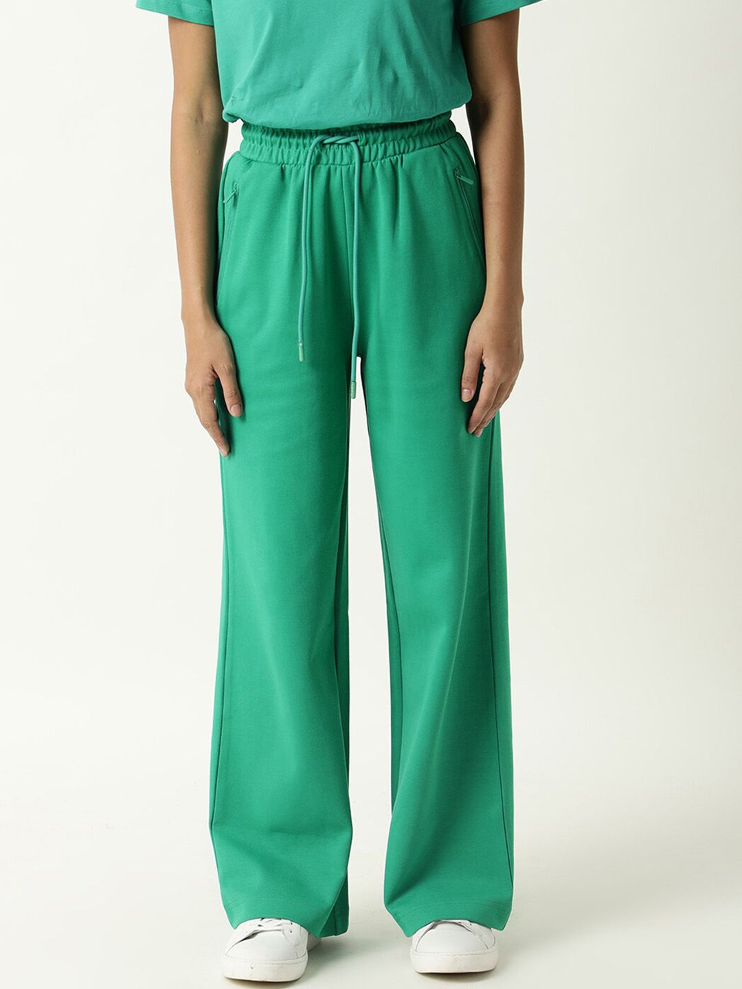 ARTICALE Women Green Solid Cotton Track Pants Price in India