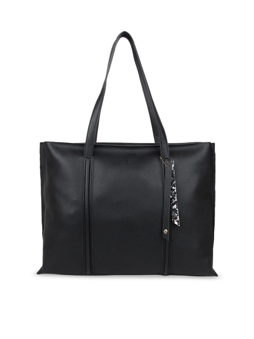 yelloe Black Solid Structured Laptop Tote Bag Price in India