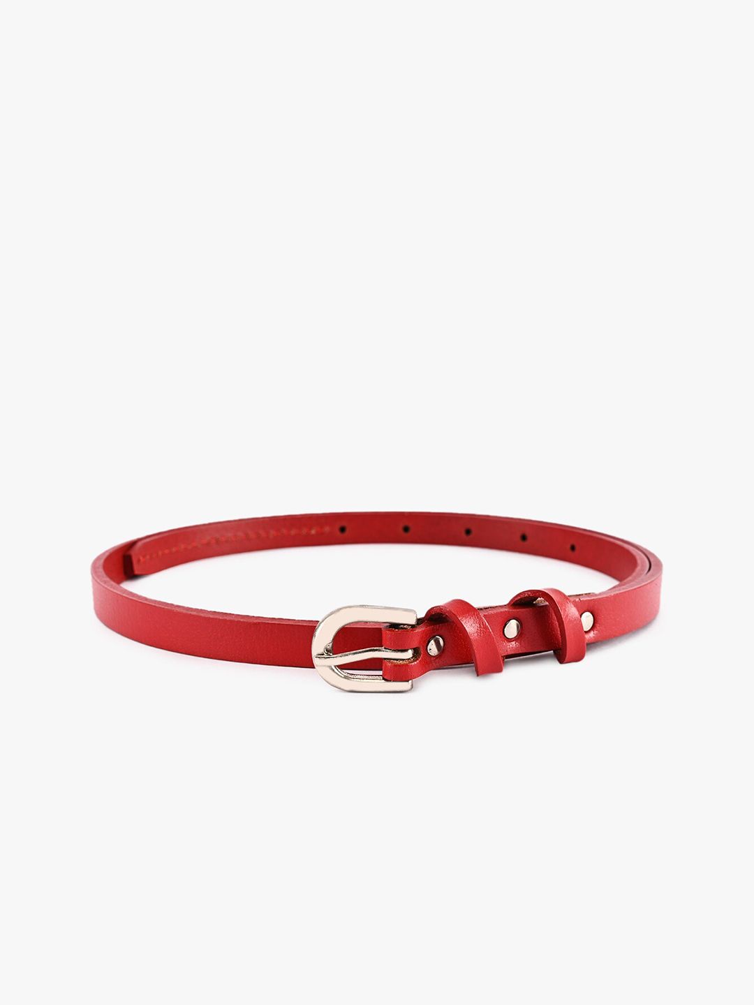 BuckleUp Women Red Leather Belt Price in India