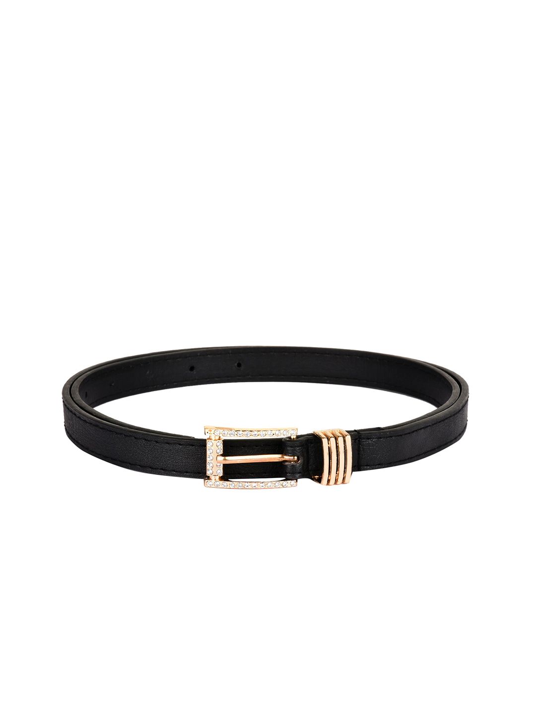 BuckleUp Women Black Solid Slim Belt Price in India