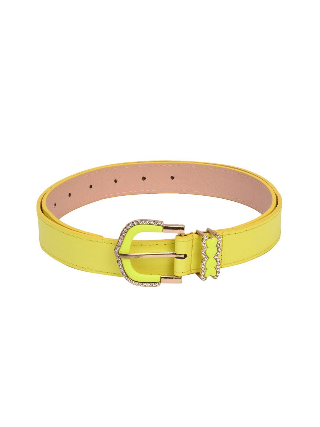 BuckleUp Women Yellow Solid Belt Price in India