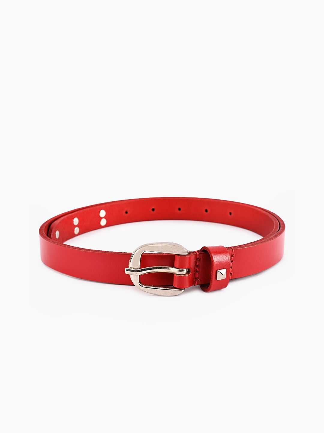 BuckleUp Women Red Solid Leather Belt Price in India