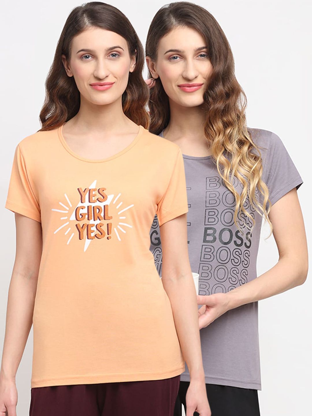 Kanvin Women Pack Of 2 Printed Lounge Tshirts Price in India