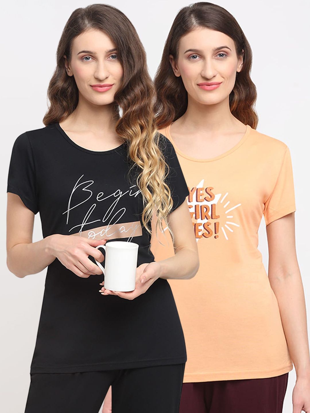 Kanvin Women Pack Of 2 Printed Lounge T-shirts Price in India