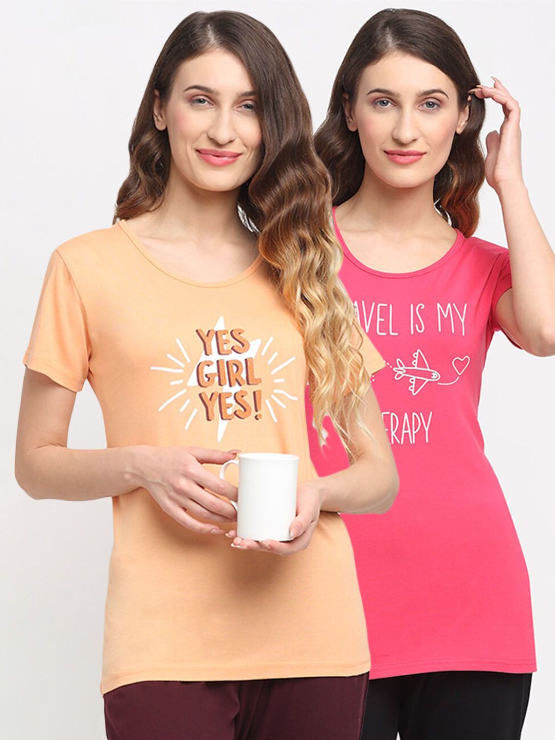 Kanvin Women Pack of 2 Printed Lounge T-shirts Price in India