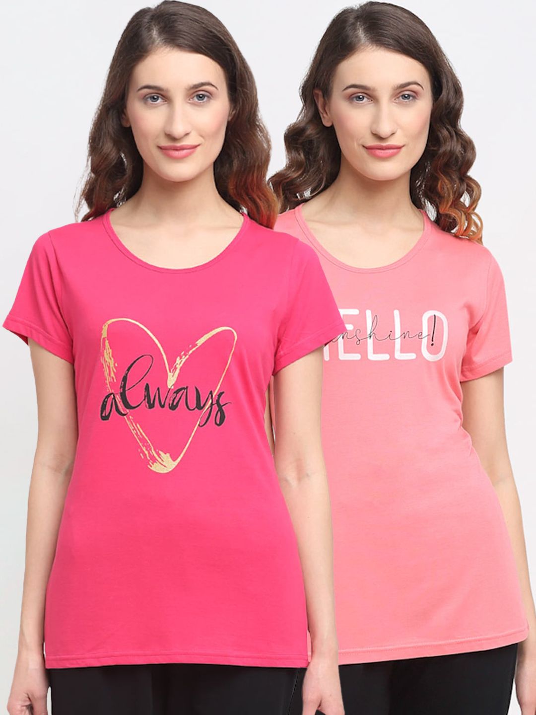 Kanvin Women Pack Of 2 Printed Lounge T-Shirts Price in India