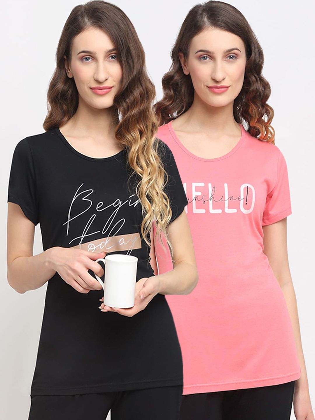 Kanvin Women Pack Of 2 Printed Lounge T-Shirts Price in India