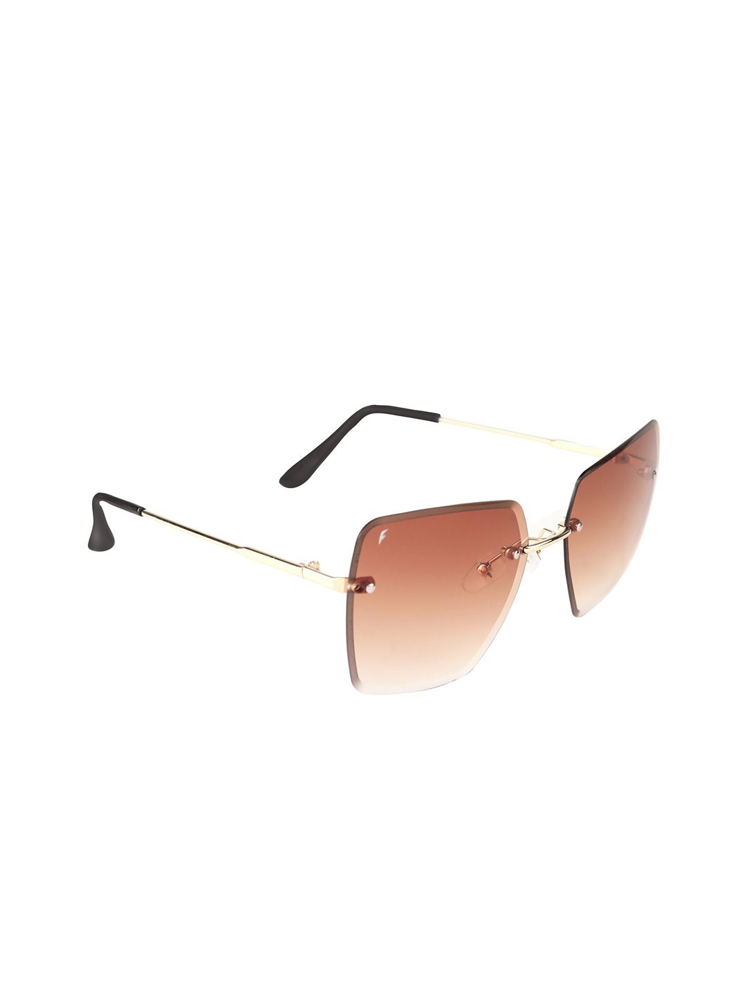 Floyd Unisex Brown Lens & Gold-Toned Square Sunglasses with UV Protected Lens Price in India